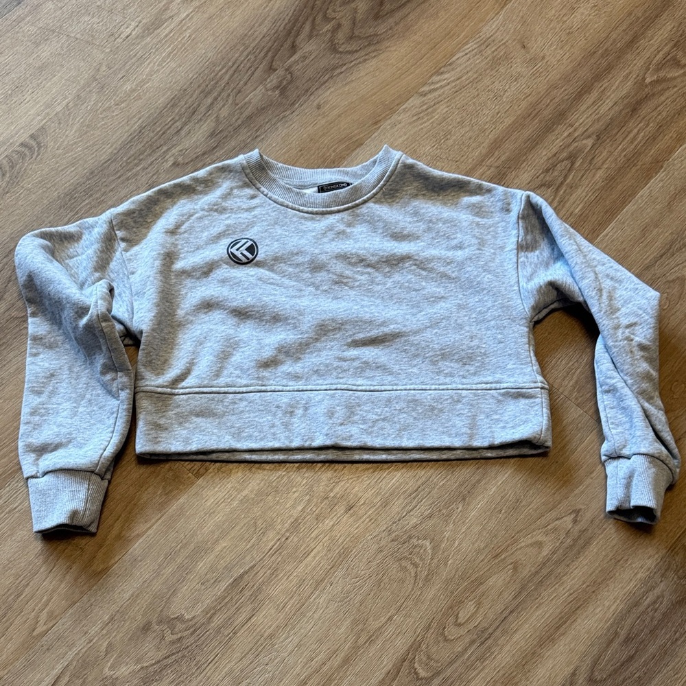Light Gray Logo Cropped Sweatshirt in like new condition brand is KingKong